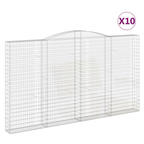 vidaXL OblĂşkovĂ˝ gabionovĂ˝ kĂ´Ĺˇ 10ks 400x30x220/240cm pozinkovanĂ© Ĺľelezo