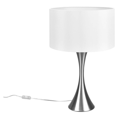 Stolná lampa Sabia, Ø 40 cm, biela/niklová