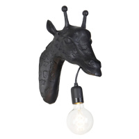 Vintage nástenné svietidlo čierne - žirafa
