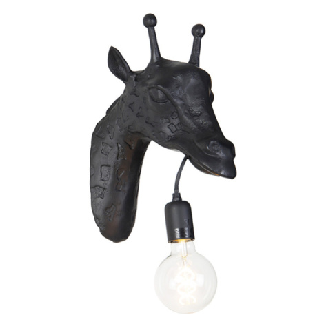 Vintage nástenné svietidlo čierne - žirafa QAZQA