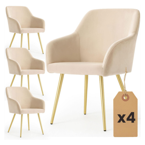 RAUMHIRSCH FURNITURE ČALÚNENÁ STOLIČKA, sada 4 ks, kovové nohy béžové, zlaté 54,5/83/58