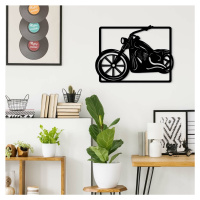 Drevený obraz na stenu - Motorka Chopper, Čierna