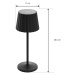 Lindby LED nabíjateľná stolová lampa Esali, čierna, sada 2 ks, hliník