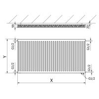 Mexen, Panelový radiátor Mexen CV11 600 x 1400 mm, spodné pripojenie, 1307 W, biely - W611-060-1