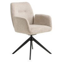 Krémovobiele čalúnené jedálenské kreslo s podrúčkami Roxana – Unique Furniture