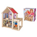 Drevený domček pre bábiky Doll's House Eichhorn komplet vybavený s nábytkom a 2 figúrkami výška 