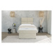 Béžová čalúnená jednolôžková posteľ s úložným priestorom s roštom 100x200 cm Lena – Ropez