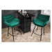 Estila Dizajnová moderná barová stolička Kotor so smaragdovozeleným zamatovým čalúnením a čierny