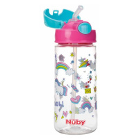 NUBY Fľaša športová netečúca so slamkou 530 ml, ružová, 4+