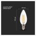 Žiarovka sviečková LED Filament E14 6W, 3000K, 600lm,  VT-2127 (V-TAC)