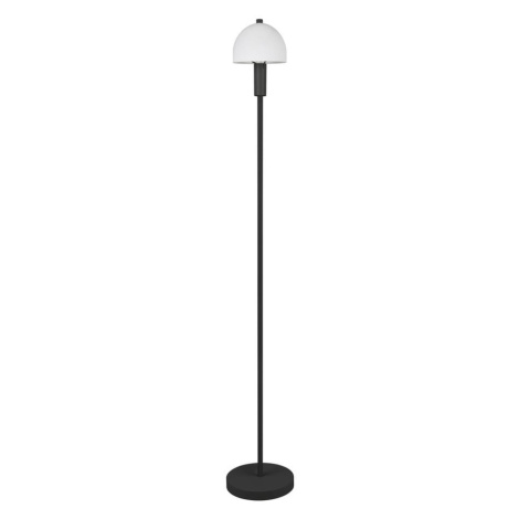 Čierna stojacia lampa so skleneným tienidlom (výška 120 cm) Glenn – Trio