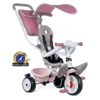 Trojkolka a kočík v jednom s vysokou opierkou Baby Balade Plus Tricycle Pink Smoby s brzdou a EV