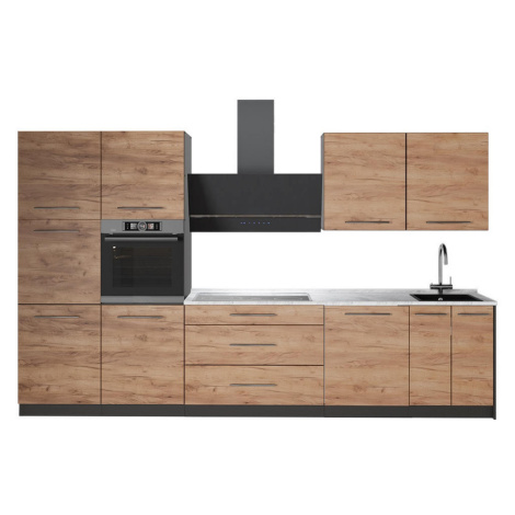 Vicco KUCHYNKA Fame-Line, Dub Goldkraft/antracitová, 340 cm, AP Marble