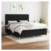 vidaXL Posteľný rám boxspring s matracom čierny 160x200 cm látka