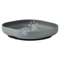 Tanier pre bábätká Silicone Suction Plate Beaba Mineral Grey zo silikónu sivý od 4 mes