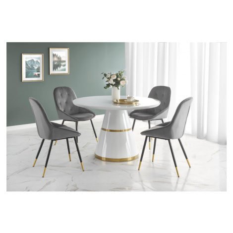 Okrúhly jedálenský stôl Sonof biely/zlatý Halmar