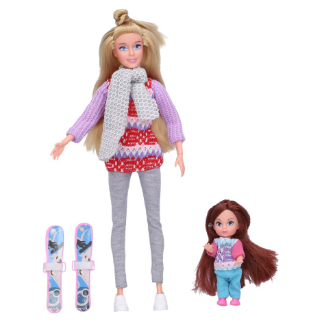 Bábika lyžiarka s dievčatkom 29 cm Wiky