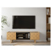Čierny/prírodný TV stolík v dekore duba 175x60 cm Porto - Woodman