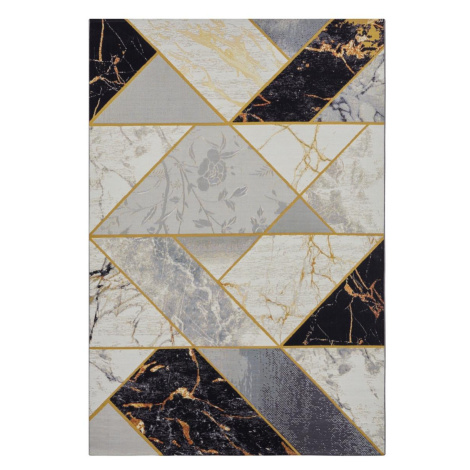 Kusový koberec Flair 105610 Noble Black Grey Gold – na von aj na doma Rozmery kobercov: 120x180 Hanse Home