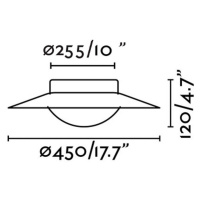 LED nástenné svietidlo Side 450, čierna/zlatá, oceľ/sklo, Ø 45 cm