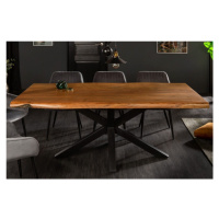 Estila Industriálny masívny jedálenský stôl Mammut z akáciového dreva hnedej farby s čiernymi ko