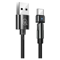 Nabíjací a dátový kábel USB, USB Type-C, 100 cm, 2000 mA, 180° otočná hlavica, LED, vzor šnúrky,