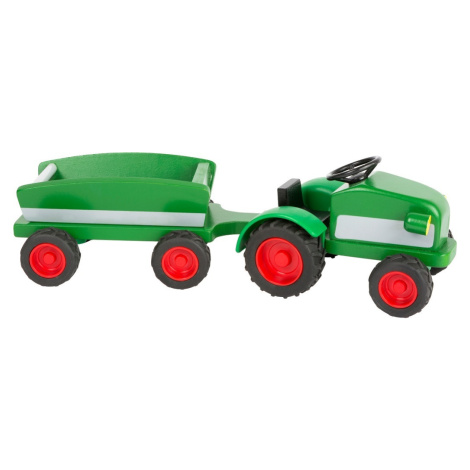 Small foot Drevený traktor s vlečkou zelený Legler