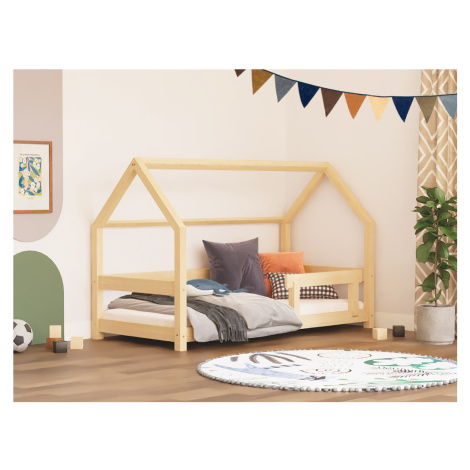 Benlemi Detská posteľ domček TERY so zábranou Zvoľte farbu: Nelakovaná, Zvoľte rozmer: 90x190 cm