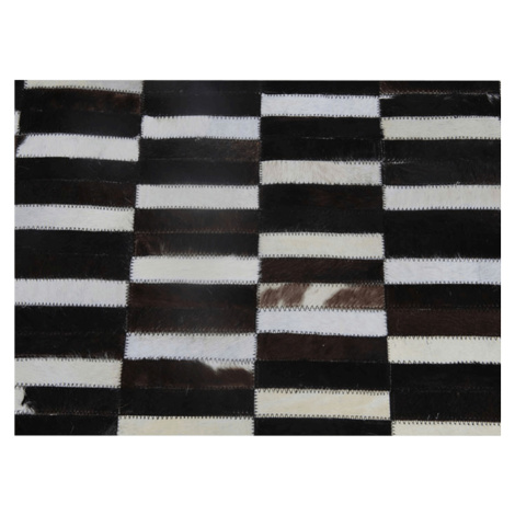 Luxusný kožený koberec, hnedá/čierna/biela, patchwork, 201x300, KOŽA TYP 6 Tempo Kondela