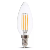 Žiarovka sviečková LED HL Filament E14 6W, 6000K, 780lm, VT-2327 (V-TAC)