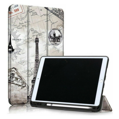 Apple iPad Pro 12.9 (2020), Zakladačové puzdro s držiakom Apple Pencil, Eiffelova veža, vzor map