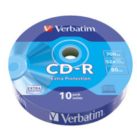 Verbatim CD-R, 43725, Extra Protection, 10-pack, 700MB, 52x, 80min., 12cm, bez možnosti potlače,