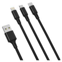 Kábel XO 3in1 Cable USB-C / Lightning / Micro 2.4A, 1,2m (Black) (6920680876235)