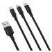 Kábel XO 3in1 Cable USB-C / Lightning / Micro 2.4A, 1,2m (Black) (6920680876235)