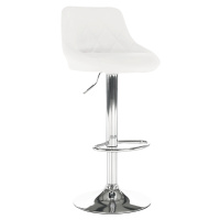 Barová stolička, biela ekokoža/chrómová, MARID