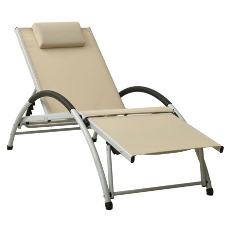 310530 vidaXL Sun Lounger with Pillow Textilene Cream