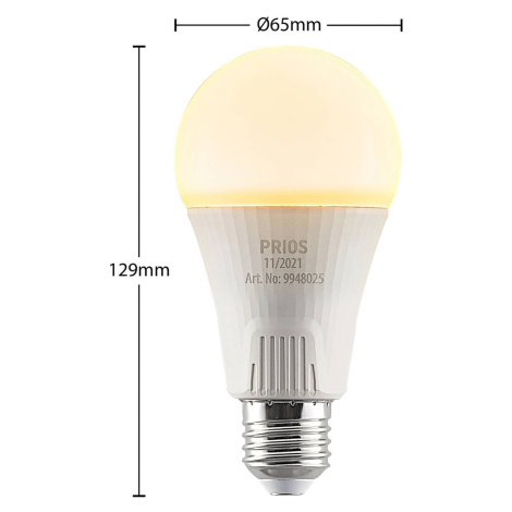 LED žiarovka E27 A65 15W biela 2 700K sada 3 kusov PRIOS