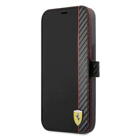 Púzdro Ferrari FESAXFLBKP13SBK iPhone 13 mini 5,4" black book On Track Carbon Stripe (FESAXFLBKP