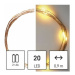 LED vianočná nano reťaz, 1,9 m, 2x AA, vnútorná, 3000K, časovač (EMOS)