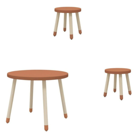Sada Drevený stôl a 2 stoličky Flexa červená farba