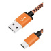 Kábel WG USB-C na USB, 1m, opletený, oranžová