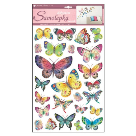 Samolepky na stenu farební motýle 48 x 29 cm