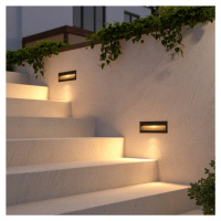 Lucande LED nástenné svietidlo Loya, hranaté, tmavosivé, vonkajšie