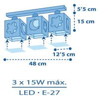 Dalber Moonlight detské stropné svetlo 3-pl. sivá