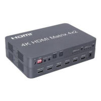 PremiumCord HDMI matrix switch 4:2 s audiom, rozlíšenie 4Kx2K