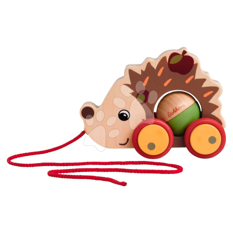 Drevené autíčko ježko so zvukom Pull Back Hedgehog Eichhorn so šnúrkou na ťahanie 16 cm od 12 me
