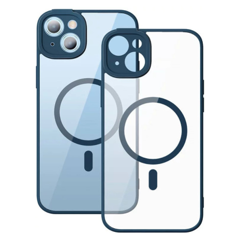 Kryt Baseus Frame Transparent Magnetic Case and Tempered Glass set for iPhone 14 (blue)
