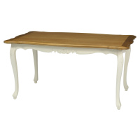 Estila Masívny provensálsky obdĺžnikový jedálenský stôl Preciosa v krémovo bielej farbe s tvarov