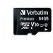 Karta VERBATIM MicroSDXC 64GB Premium, U1 + adaptér