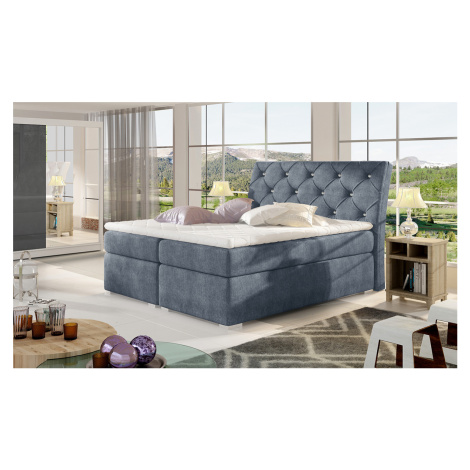 NABBI Beneto 180 čalúnená manželská posteľ s úložným priestorom modrá
